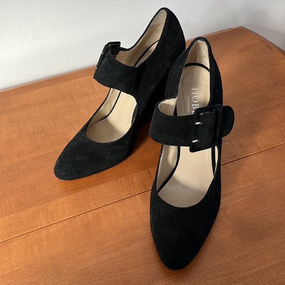 🗝️Hobbs London Black Suede Wedge with Buckles - Picture 5 of 7